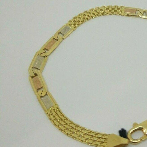 Bracciale Oro 18 kt semirigido catena 3 colori 22cm 14gr Solid 18k gold bracelet | Gioiellitosti.it